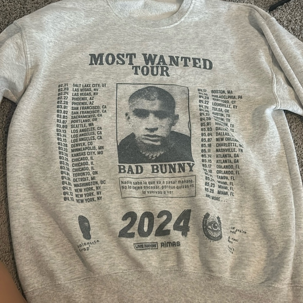 Bad Bunny MOST WANTED TOUR sweatshirt